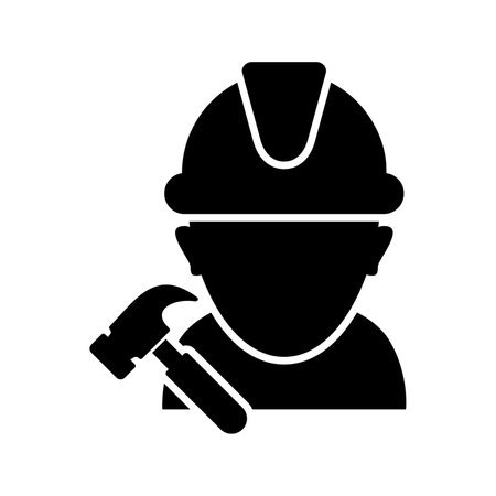 Construction Worker III Glyph Icon pictogram symbol visual illustrationのイラスト素材