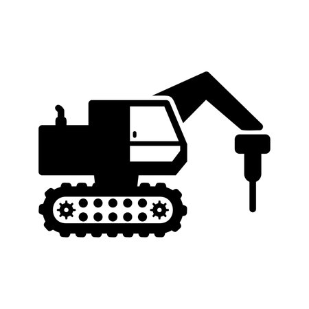 Rock Breaker Glyph Icon pictogram symbol visual illustrationのイラスト素材