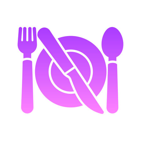Cutlery and Plate Glyph Gradient Icon pictogram symbol visual illustrationのイラスト素材