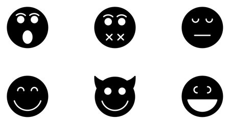 Smiley Glyph Icon pictogram symbol visual illustration Setのイラスト素材