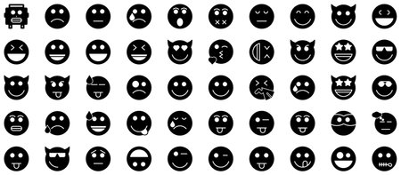 Smiley Glyph Icon pictogram symbol visual illustration Setのイラスト素材