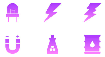 Energy Glyph Gradient Icon pictogram symbol visual illustration Setのイラスト素材