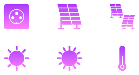 Energy Glyph Gradient Icon pictogram symbol visual illustration Setのイラスト素材