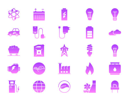 Energy Glyph Gradient Icon pictogram symbol visual illustration Setのイラスト素材
