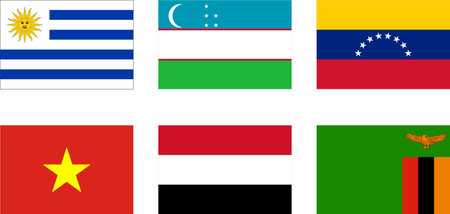 World Flag Flat Icon pictogram symbol visual illustration Setのイラスト素材