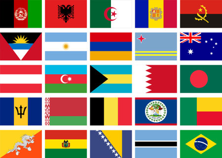 World Flag Flat Icon pictogram symbol visual illustration Setのイラスト素材