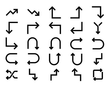 Arrow Glyph Icon pictogram symbol visual illustration Setのイラスト素材