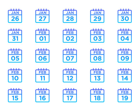 Calendar Line Gradient Icon pictogram symbol visual illustration Setのイラスト素材