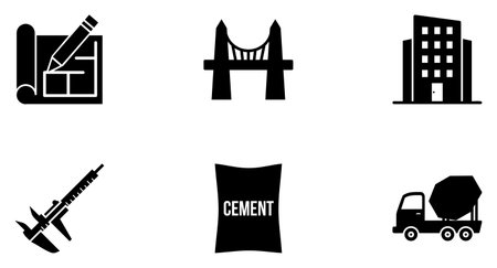 Construction Glyph Icon pictogram symbol visual illustration Setのイラスト素材