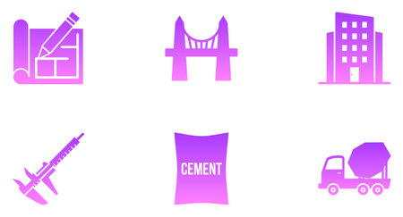 Construction Glyph Icon pictogram symbol visual illustration Setのイラスト素材