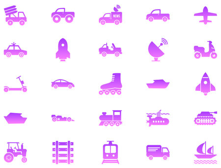 Transportation Glyph Gradient icon pictogram symbol visual illustration Setのイラスト素材