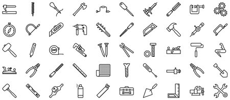 Hand Tools Line Icon pictogram symbol visual illustration Setのイラスト素材