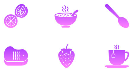 Food &amp; Drinks Glyph Gradient Icon pictogram symbol visual illustration Setのイラスト素材