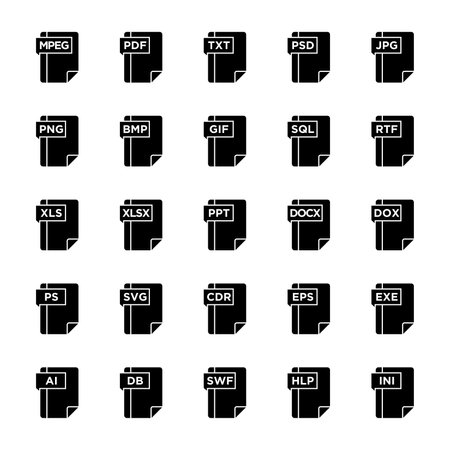 File Formats Glyph Icon pictogram symbol visual illustration Setのイラスト素材
