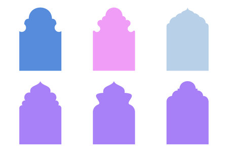 Untitled-28Islamic Arch Design Glyph Black Filled silhouettes Design pictogram symbol visual illustration setのイラスト素材