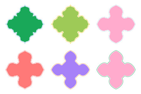 Islamic Amblem Design Glyph with outline Black Filled silhouettes Design pictogram symbol visual illustration Setのイラスト素材