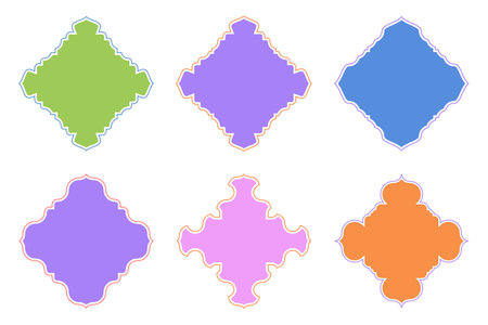 Islamic Amblem Design Glyph with outline Black Filled silhouettes Design pictogram symbol visual illustration Setのイラスト素材