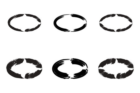 Abstract Horizontal Oval Shape grunge shape Brush stroke pictogram symbol visual illustration Setのイラスト素材