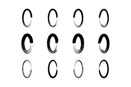 Abstract Vertical Oval Shape grunge shape Brush stroke pictogram symbol visual illustration Setのイラスト素材