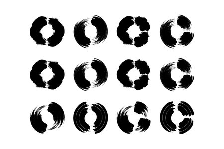 Abstract circle Shape Bold grunge shape Brush stroke pictogram symbol visual illustration Setのイラスト素材