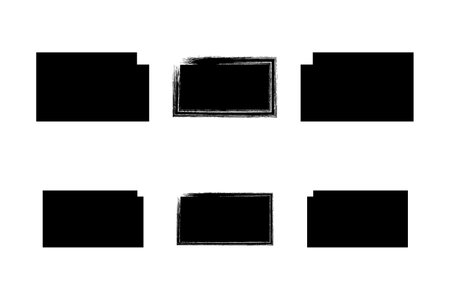 Horizontal Rectangle Shape Filled Shape Bold grunge shape Brush stroke pictogram symbol visual illustration Setのイラスト素材