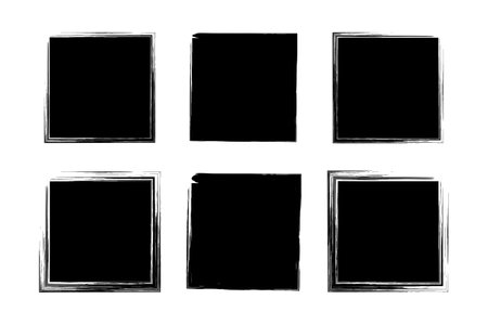 Square Shape Filled grunge shape Brush stroke pictogram symbol visual illustration Setのイラスト素材