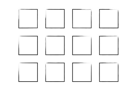 Square Shape Thin Line grunge shape Brush stroke pictogram symbol visual illustration Setのイラスト素材