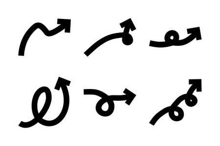 Bold Arrow Direction Shape Curved Line Pictogram Symbol Visual Illustration Set