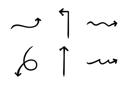 Abstract Arrow Direction Shape Curved Line Pictogram Symbol Visual Illustration Set