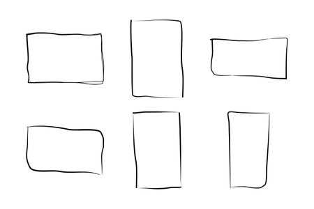 Hand Drawn Frame Square Double Thin Line pictogram symbol visual illustration Setのイラスト素材