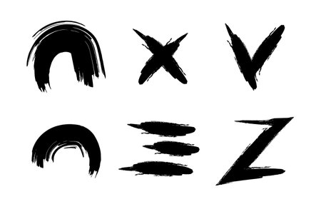 Brush Stroke Abstract Contemporary Grunge Shape Rough Ink Paintbrush Collectionのイラスト素材