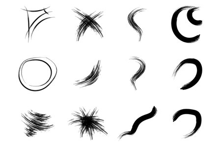 Brush Stroke Abstract Contemporary Grunge Shape Rough Ink Paintbrush Collectionのイラスト素材