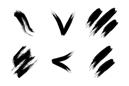 Brush Stroke Abstract Contemporary Grunge Shape Rough Ink Paintbrush Collectionのイラスト素材