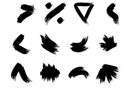 Brush Stroke Abstract Contemporary Grunge Shape Rough Ink Paintbrush Collectionのイラスト素材