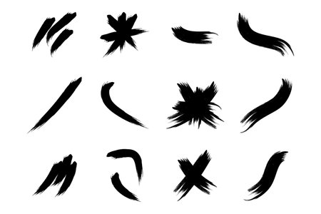 Brush Stroke Abstract Contemporary Grunge Shape Rough Ink Paintbrush Collectionのイラスト素材