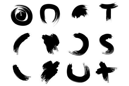 Brush Stroke Abstract Contemporary Grunge Shape Rough Ink Paintbrush Collectionのイラスト素材