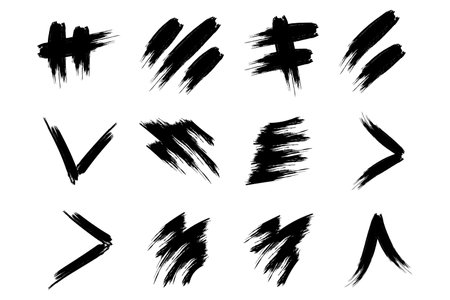 Brush Stroke Abstract Contemporary Grunge Shape Rough Ink Paintbrush Collectionのイラスト素材