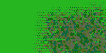 Geometric Multi size Hexagon multi Color Background, Geometric abstract wallpaper in two color Hexagons of two shades are scattered diagonally from the lower left corner to the upper right cornerのイラスト素材