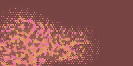 Geometric Multi size Hexagon multi Color Background, Geometric abstract wallpaper in two color Hexagons of two shades are scattered diagonally from the lower left corner to the upper right cornerのイラスト素材