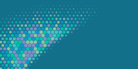 Geometric abstract Hexagon multi Color Background, Geometric abstract wallpaper in two color Hexagons of two shades are scattered diagonally from the lower left corner to the upper right cornerのイラスト素材
