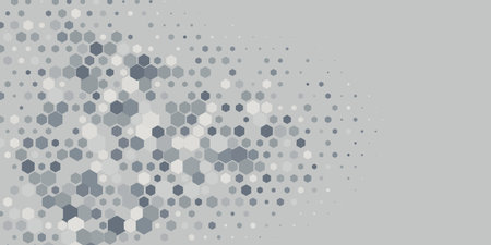 Geometric Multi size Hexagon multi Color Background, Geometric abstract wallpaper in two color Hexagons of two shades are scattered diagonally from the lower left corner to the upper right cornerのイラスト素材