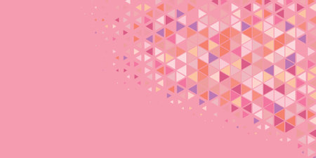 Abstract Triangle colorful background or wallpaper with polygons variety of triangular shapes and colors, triangles or concave geometrical shapes with Copy space soft colorのイラスト素材