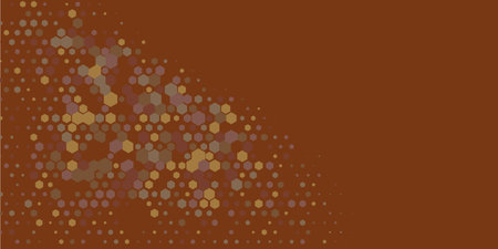 Geometric Multi size Hexagon multi Color Background, Geometric abstract wallpaper in two color Hexagons of two shades are scattered diagonally from the lower left corner to the upper right cornerのイラスト素材