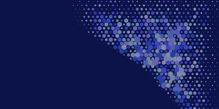 Geometric Multi size Hexagon multi Color Background, Geometric abstract wallpaper in two color Hexagons of two shades are scattered diagonally from the lower left corner to the upper right cornerのイラスト素材