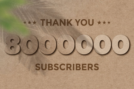 8000000 subscribers celebration greeting banner with Card Board Design