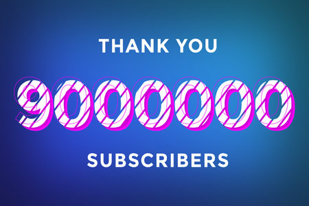 9000000 subscribers celebration greeting banner with Stripe Designの写真素材