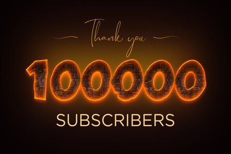 100000 subscribers celebration greeting banner with  Coal Designの写真素材