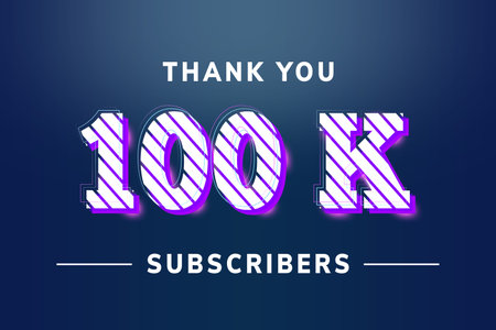 100 K subscribers celebration greeting banner with Stripe Designの写真素材
