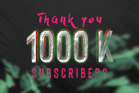 1000 k subscribers celebration greeting banner with horror designの写真素材