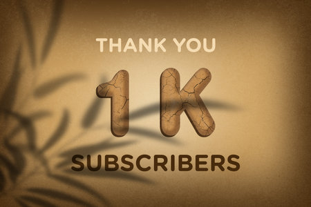 1 K subscribers celebration greeting banner with Mud Designの写真素材
